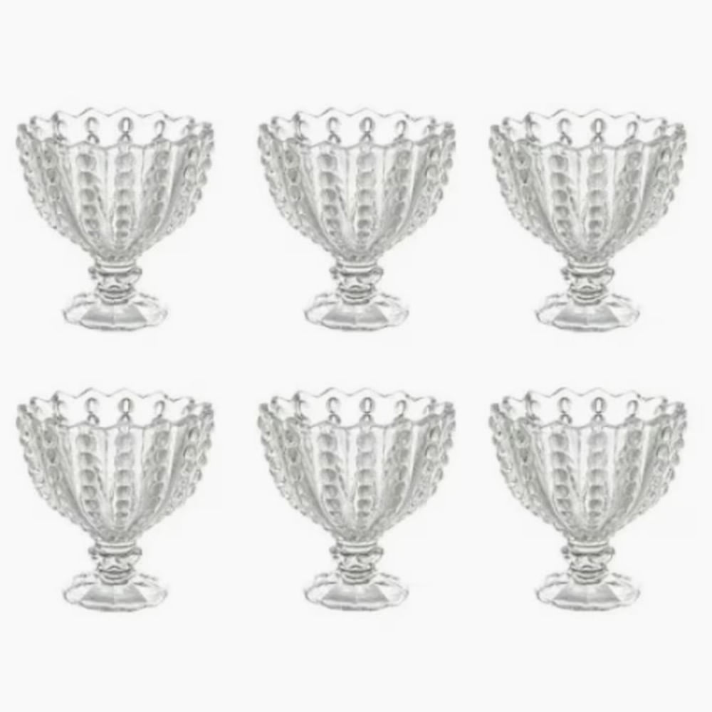 Cupe de Sticla pentru Inghetata MADGENIX, Set 6 Bucati, 200 ml, Design Elegant cu Picior, Ideale pentru Desert, Budinca sau Fructe