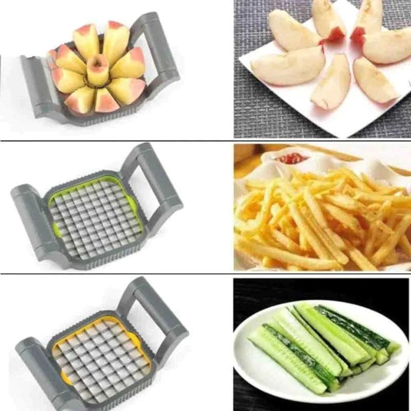 Casa si Gradina - Bucatarie si vesela - Ustensile bucatarie - Feliatoare si taietoare manuale - Set Manual MADGENIX pentru Feliat si Taiat Legume sau Fructe - 3 Forme Interschimbabile, Compact si Eficient - Infinity.ro