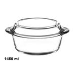Casa si Gradina - Bucatarie si vesela - Vase pentru gatit - Vase termorezistente - Vas Termorezistent Rotund cu Capac MADGENIX 1,45L Sticla Transparenta pentru Cuptor si Depozitare - Infinity.ro