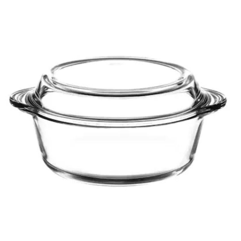 Casa si Gradina - Bucatarie si vesela - Vase pentru gatit - Vase termorezistente - Vas Termorezistent Rotund cu Capac MADGENIX 1,45L Sticla Transparenta pentru Cuptor si Depozitare - Infinity.ro