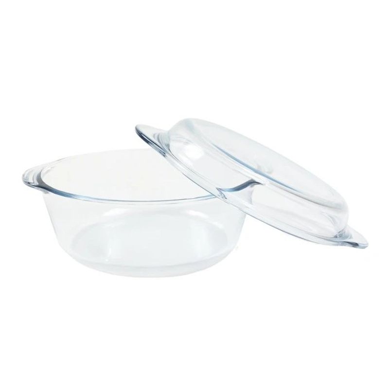 Casa si Gradina - Bucatarie si vesela - Vase pentru gatit - Vase termorezistente - Vas Termorezistent Rotund cu Capac MADGENIX 0.84L Sticla Transparenta pentru Cuptor si Depozitare - Infinity.ro