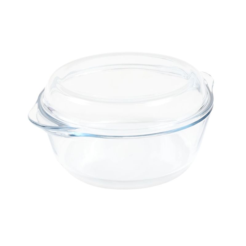 Casa si Gradina - Bucatarie si vesela - Vase pentru gatit - Vase termorezistente - Vas Termorezistent Rotund cu Capac MADGENIX 0.84L Sticla Transparenta pentru Cuptor si Depozitare - Infinity.ro