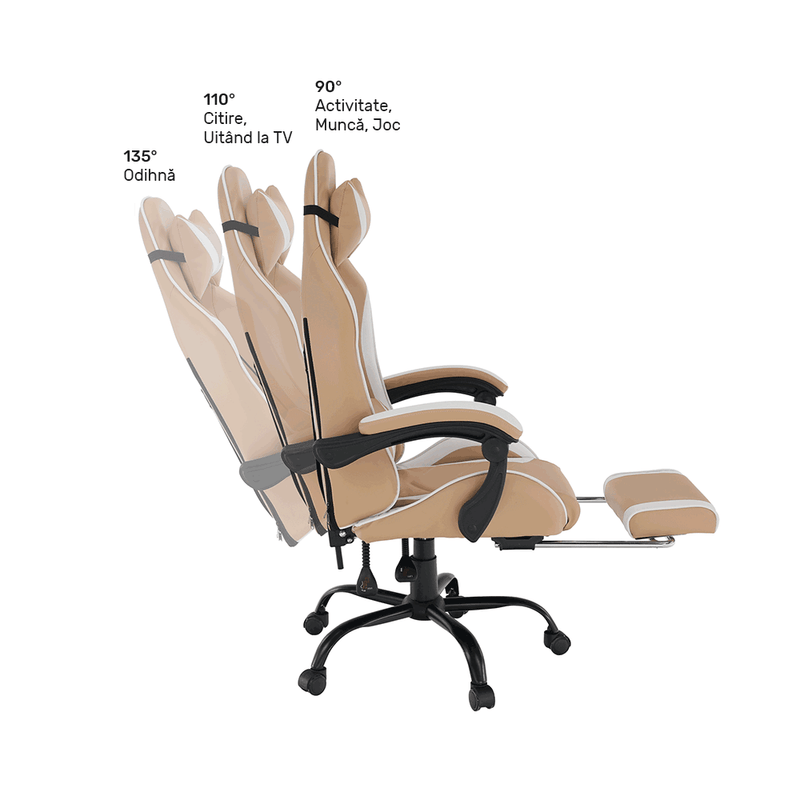 Casa si Gradina - Mobilier - Scaune si fotolii - Fotolii - Fotoliu birou/gaming, negru/alb/bej, OZGE 2 NEW - Infinity.ro
