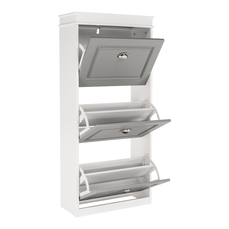 Casa si Gradina - Mobilier - Dulapuri si sifoniere - Dulapuri pantofi - Pantofar, 3 compartimente, gri/alb, SEBER TYP 2 - Infinity.ro