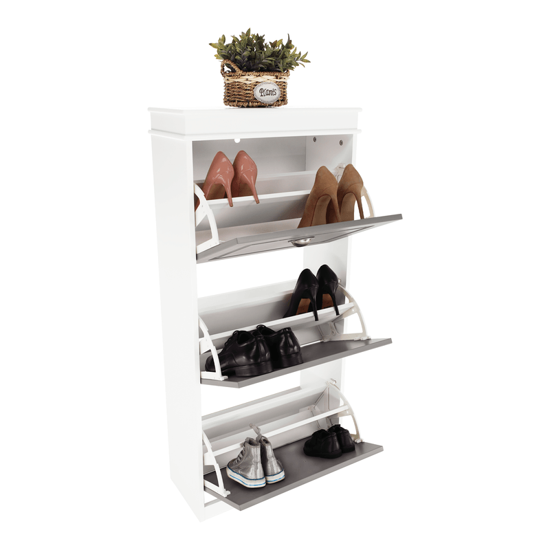 Casa si Gradina - Mobilier - Dulapuri si sifoniere - Dulapuri pantofi - Pantofar, 3 compartimente, gri/alb, SEBER TYP 2 - Infinity.ro