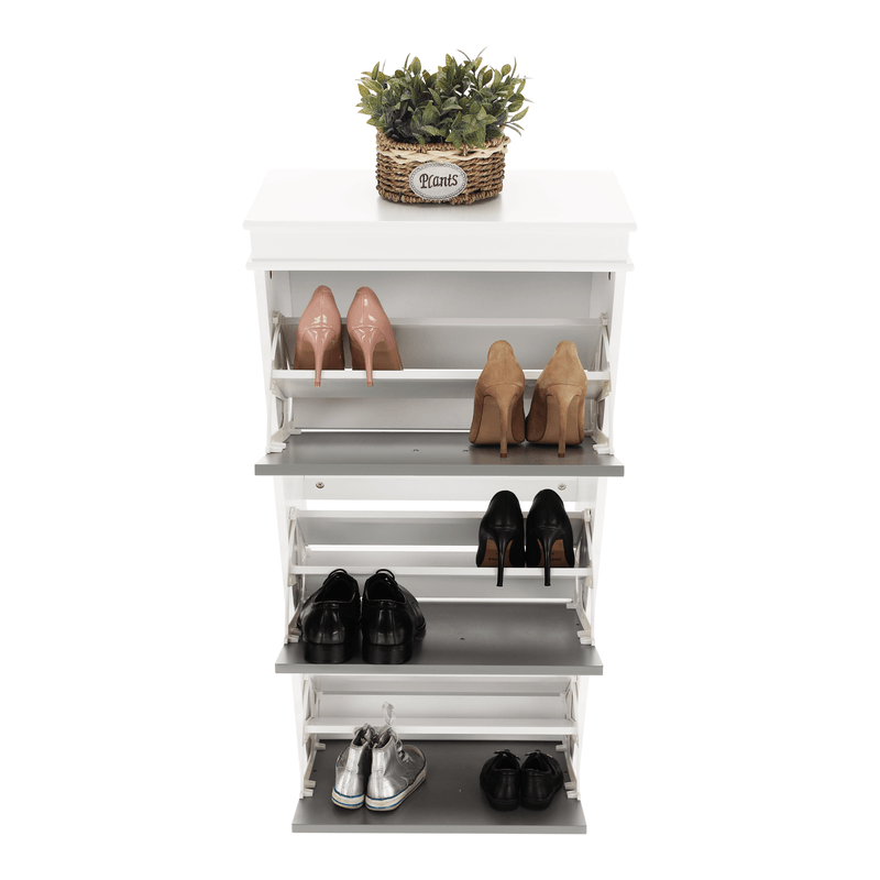 Casa si Gradina - Mobilier - Dulapuri si sifoniere - Dulapuri pantofi - Pantofar, 3 compartimente, gri/alb, SEBER TYP 2 - Infinity.ro