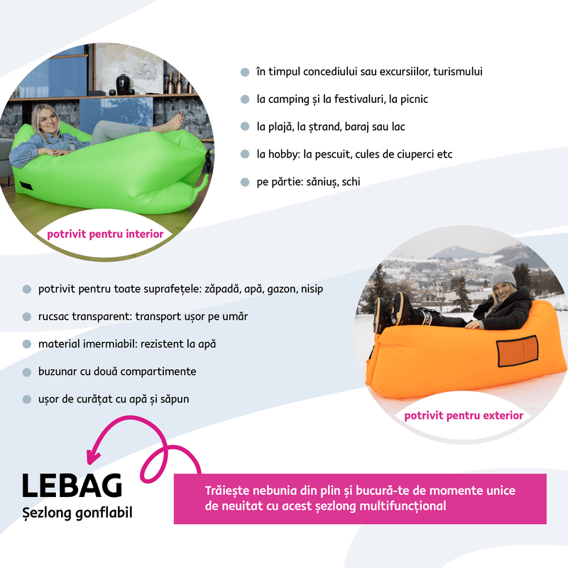 Casa si Gradina - Gradina si terasa - Mobilier exterior - Scaune si sezlonguri gradina - Geanta scaun gonflabila / geanta lenesa, portocalie, LEBAG - Infinity.ro