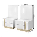 Casa si Gradina - Mobilier - Comode si corpuri - Noptiere - Noptiere, alb/stejar grandson/luciu alb, City - Infinity.ro