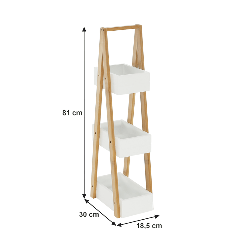 Casa si Gradina - Mobilier - Biblioteci si rafturi - Rafturi - Raft, bambus/alb, VEGO - Infinity.ro