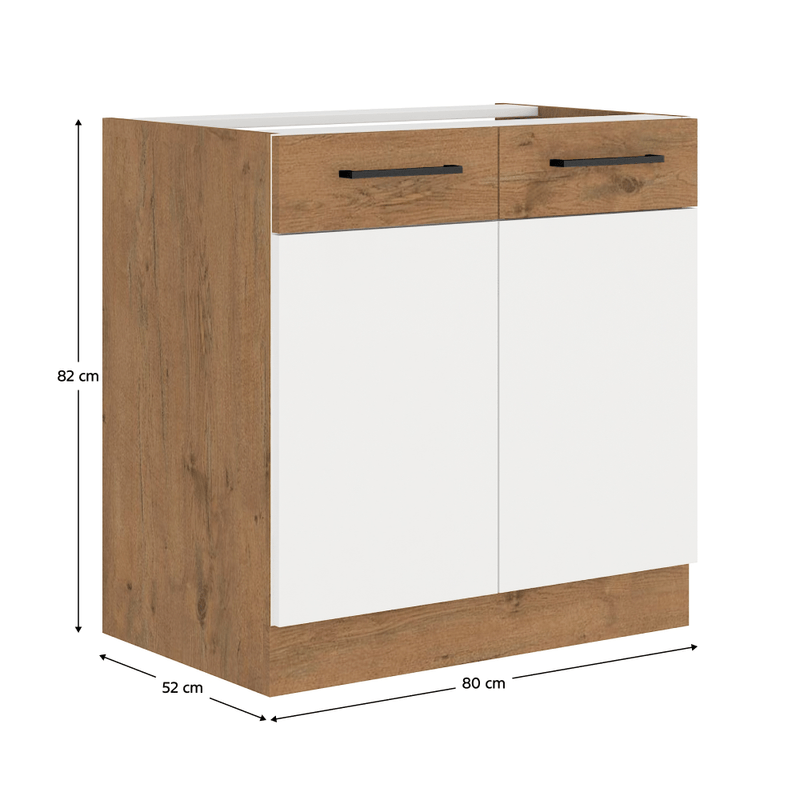 Casa si Gradina - Mobilier - Dulapuri si sifoniere - Dulapuri - Dulap pentru chiuveta, alb extra lucios HG/stejar Lancelot, VEGA 80 ZL 2F BB - Infinity.ro