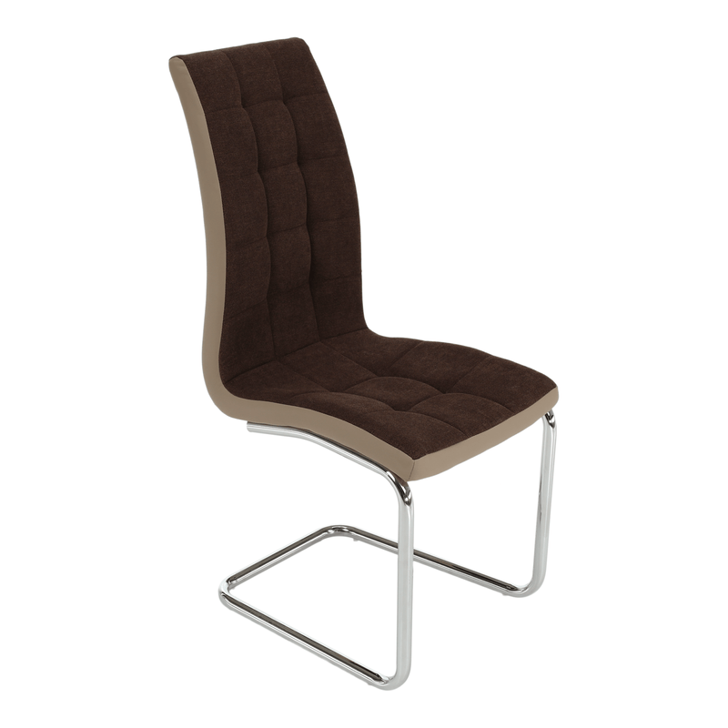 Casa si Gradina - Mobilier - Scaune si fotolii - Scaune - Scaun bucatarie, material textil maro/piele ecologica bej/crom, SALOMA NEW - Infinity.ro