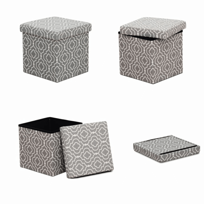 Casa si Gradina - Mobilier - Scaune si fotolii - Tabureti - Taburet pliabil, material gri/model alb, MARLO - Infinity.ro