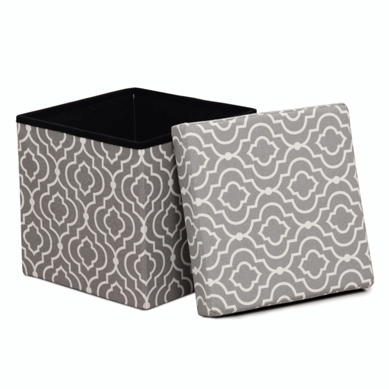 Casa si Gradina - Mobilier - Scaune si fotolii - Tabureti - Taburet pliabil, material gri/model alb, MARLO - Infinity.ro