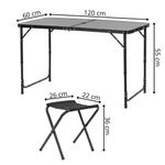 Sport si Outdoor - Camping - Mobilier pentru camping - Mese camping - Set masa pliabila de camping cu 4 scaune, inaltime reglabila, aluminiu si MDF, 120x60x71 cm, negru - Infinity.ro