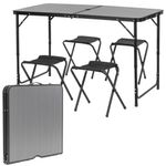 Sport si Outdoor - Camping - Mobilier pentru camping - Mese camping - Set masa pliabila de camping cu 4 scaune, inaltime reglabila, aluminiu si MDF, 120x60x71 cm, negru - Infinity.ro