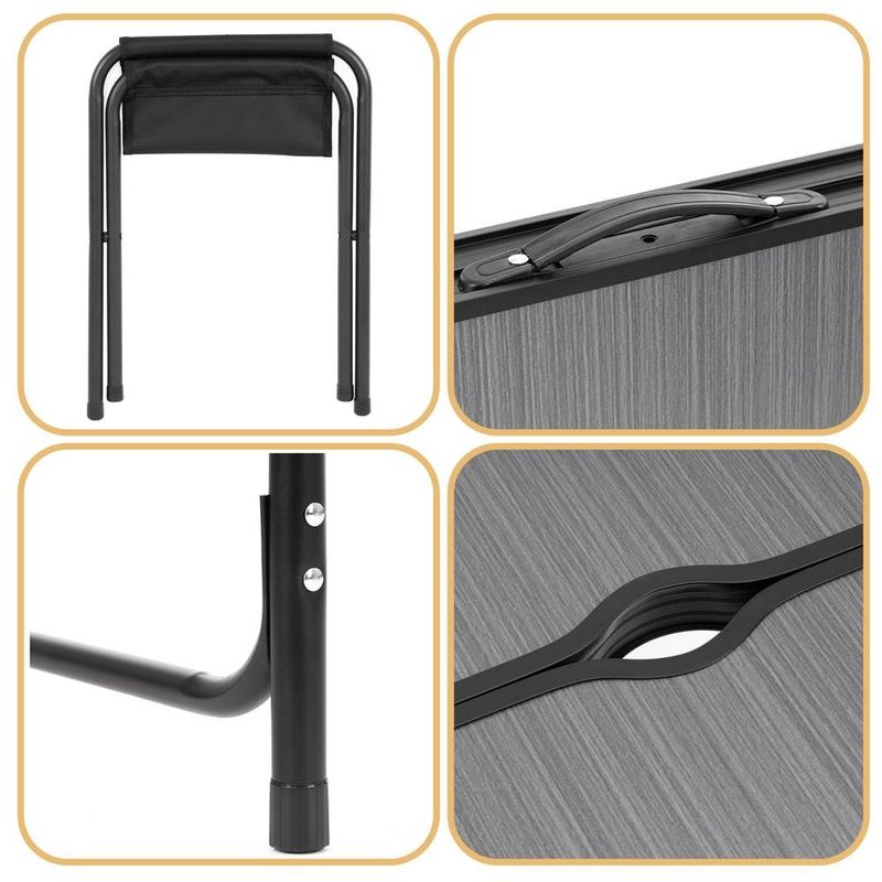 Sport si Outdoor - Camping - Mobilier pentru camping - Mese camping - Set masa pliabila de camping cu 4 scaune, inaltime reglabila, aluminiu si MDF, 120x60x71 cm, negru - Infinity.ro