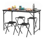Sport si Outdoor - Camping - Mobilier pentru camping - Mese camping - Set masa pliabila de camping cu 4 scaune, inaltime reglabila, aluminiu si MDF, 120x60x71 cm, negru - Infinity.ro