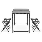 Sport si Outdoor - Camping - Mobilier pentru camping - Mese camping - Set masa pliabila de camping cu 4 scaune, inaltime reglabila, aluminiu si MDF, 120x60x71 cm, negru - Infinity.ro