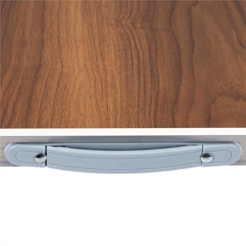 Sport si Outdoor - Camping - Mobilier pentru camping - Mese camping - Set masa pliabila de camping cu 4 scaune, inaltime reglabila, aluminiu si MDF, 120x60x71 cm, maro si argintiu - Infinity.ro