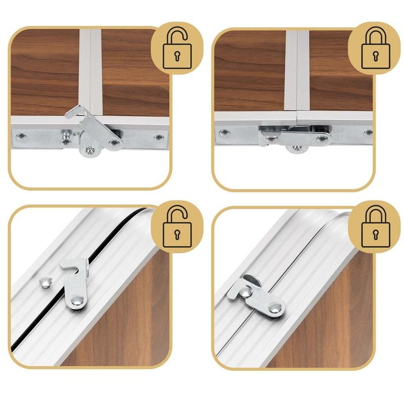 Sport si Outdoor - Camping - Mobilier pentru camping - Mese camping - Set masa pliabila de camping cu 4 scaune, inaltime reglabila, aluminiu si MDF, 120x60x71 cm, maro si argintiu - Infinity.ro