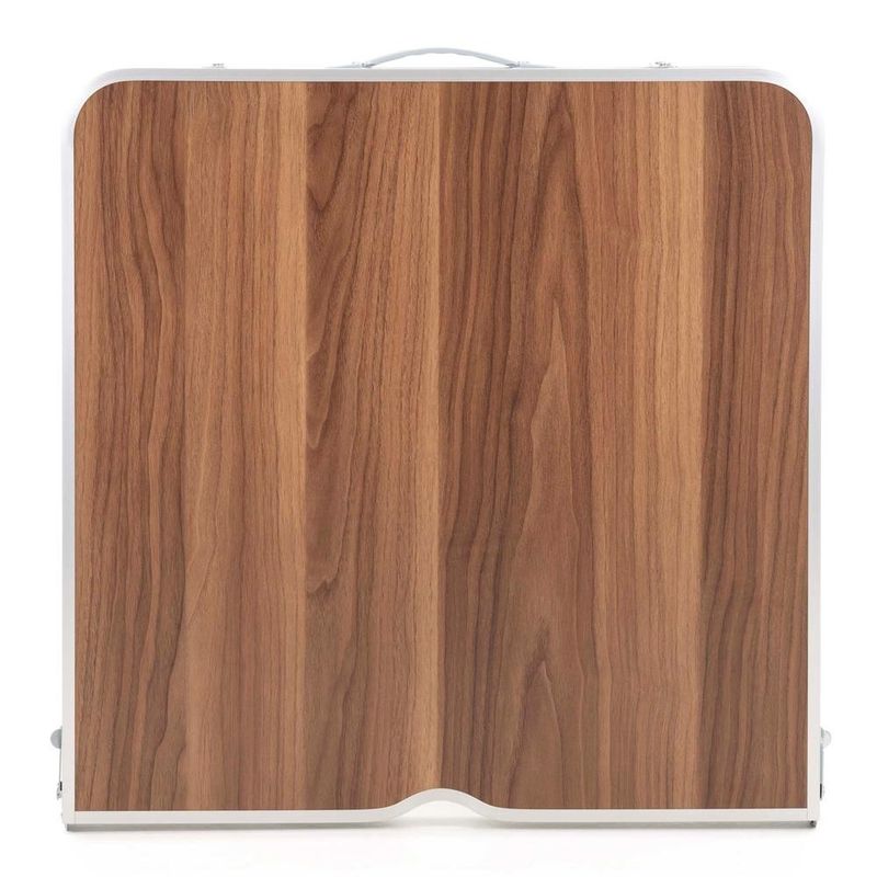 Sport si Outdoor - Camping - Mobilier pentru camping - Mese camping - Set masa pliabila de camping cu 4 scaune, inaltime reglabila, aluminiu si MDF, 120x60x71 cm, maro si argintiu - Infinity.ro