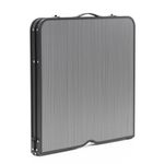 Sport si Outdoor - Camping - Mobilier pentru camping - Mese camping - Masa pliabila pentru camping cu suport umbrela, reglabila pe inaltime, aluminiu si MDF, 120x60x71 cm, negru si gri - Infinity.ro