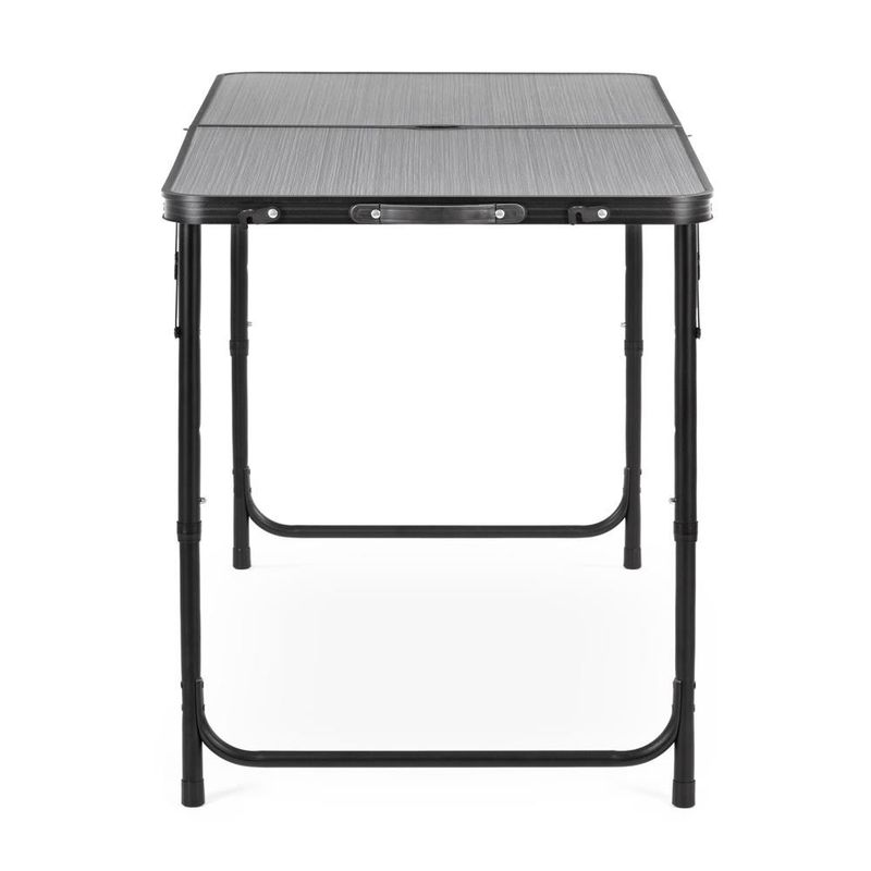 Sport si Outdoor - Camping - Mobilier pentru camping - Mese camping - Masa pliabila pentru camping cu suport umbrela, reglabila pe inaltime, aluminiu si MDF, 120x60x71 cm, negru si gri - Infinity.ro