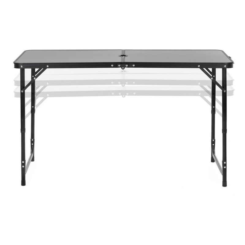 Sport si Outdoor - Camping - Mobilier pentru camping - Mese camping - Masa pliabila pentru camping cu suport umbrela, reglabila pe inaltime, aluminiu si MDF, 120x60x71 cm, negru si gri - Infinity.ro