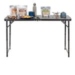 Sport si Outdoor - Camping - Mobilier pentru camping - Mese camping - Masa pliabila pentru camping cu suport umbrela, reglabila pe inaltime, aluminiu si MDF, 120x60x71 cm, negru si gri - Infinity.ro