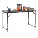 Sport si Outdoor - Camping - Mobilier pentru camping - Mese camping - Masa pliabila pentru camping cu suport umbrela, reglabila pe inaltime, aluminiu si MDF, 120x60x71 cm, negru si gri - Infinity.ro