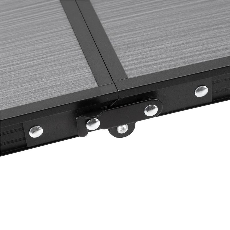 Sport si Outdoor - Camping - Mobilier pentru camping - Mese camping - Masa pliabila pentru camping cu suport umbrela, reglabila pe inaltime, aluminiu si MDF, 120x60x71 cm, negru si gri - Infinity.ro