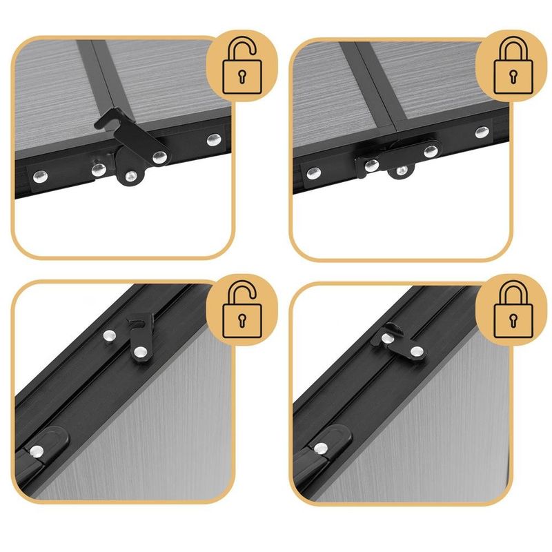 Sport si Outdoor - Camping - Mobilier pentru camping - Mese camping - Masa pliabila pentru camping cu suport umbrela, reglabila pe inaltime, aluminiu si MDF, 120x60x71 cm, negru si gri - Infinity.ro