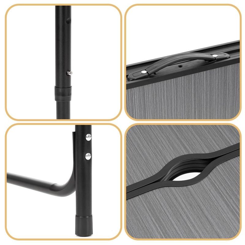 Sport si Outdoor - Camping - Mobilier pentru camping - Mese camping - Masa pliabila pentru camping cu suport umbrela, reglabila pe inaltime, aluminiu si MDF, 120x60x71 cm, negru si gri - Infinity.ro
