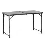 Sport si Outdoor - Camping - Mobilier pentru camping - Mese camping - Masa pliabila pentru camping cu suport umbrela, reglabila pe inaltime, aluminiu si MDF, 120x60x71 cm, negru si gri - Infinity.ro