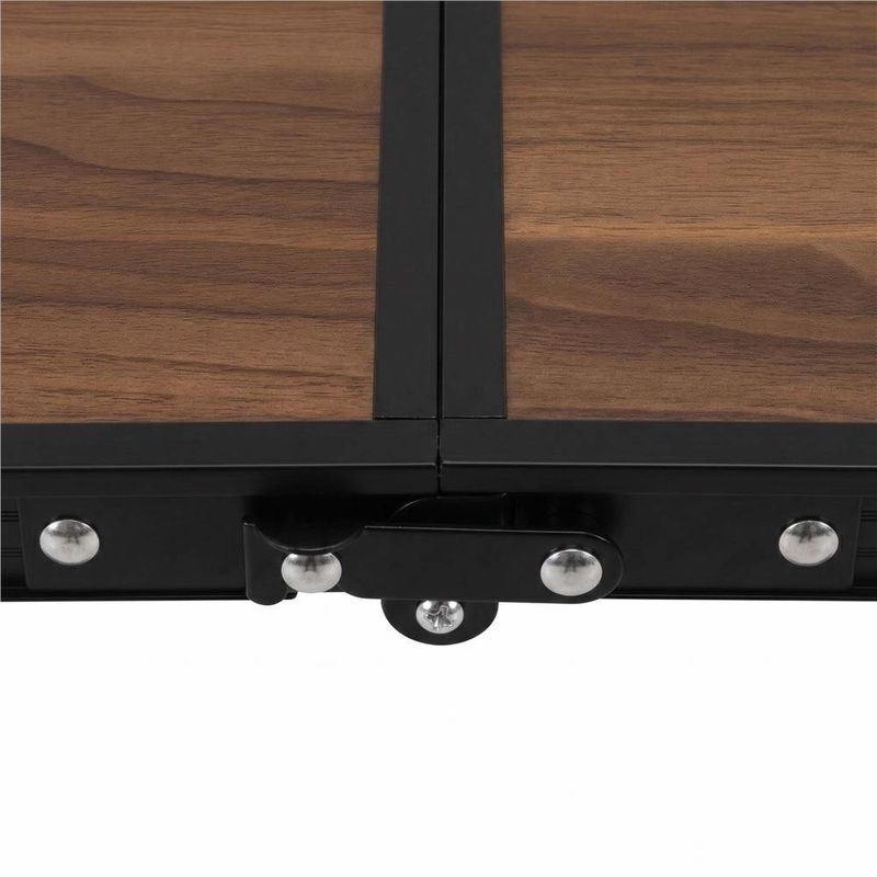Sport si Outdoor - Camping - Mobilier pentru camping - Mese camping - Set masa pliabila de camping cu 4 scaune, inaltime reglabila, aluminiu si MDF, 120x60x71 cm, maro si negru - Infinity.ro