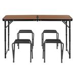 Sport si Outdoor - Camping - Mobilier pentru camping - Mese camping - Set masa pliabila de camping cu 4 scaune, inaltime reglabila, aluminiu si MDF, 120x60x71 cm, maro si negru - Infinity.ro