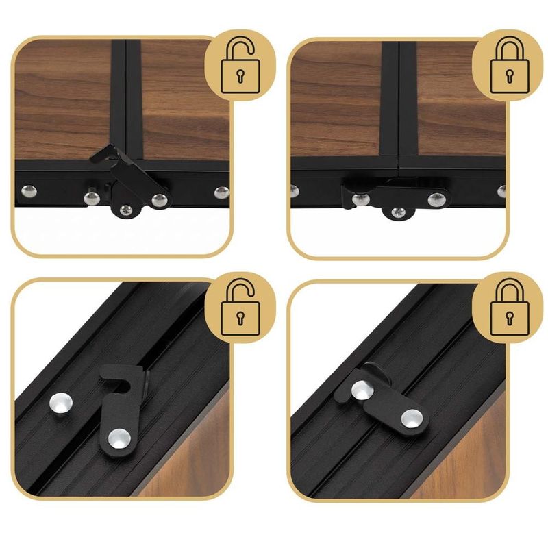 Sport si Outdoor - Camping - Mobilier pentru camping - Mese camping - Set masa pliabila de camping cu 4 scaune, inaltime reglabila, aluminiu si MDF, 120x60x71 cm, maro si negru - Infinity.ro