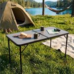 Sport si Outdoor - Camping - Mobilier pentru camping - Mese camping - Masa pliabila pentru camping cu suport umbrela, reglabila pe inaltime, aluminiu si MDF, 120x60x71 cm, negru si gri - Infinity.ro