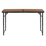 Sport si Outdoor - Camping - Mobilier pentru camping - Mese camping - Set masa pliabila de camping cu 4 scaune, inaltime reglabila, aluminiu si MDF, 120x60x71 cm, maro si negru - Infinity.ro