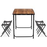 Sport si Outdoor - Camping - Mobilier pentru camping - Mese camping - Set masa pliabila de camping cu 4 scaune, inaltime reglabila, aluminiu si MDF, 120x60x71 cm, maro si negru - Infinity.ro