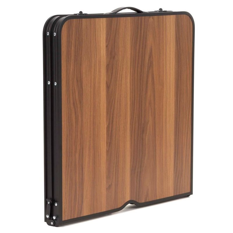 Sport si Outdoor - Camping - Mobilier pentru camping - Mese camping - Set masa pliabila de camping cu 4 scaune, inaltime reglabila, aluminiu si MDF, 120x60x71 cm, maro si negru - Infinity.ro