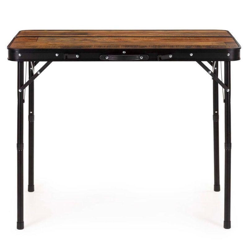 Sport si Outdoor - Camping - Mobilier pentru camping - Mese camping - Set masa pliabila cu 2 banci pentru camping, reglabila pe inaltime, MDF si aluminiu, 90x60x70 cm, maro si negru - Infinity.ro