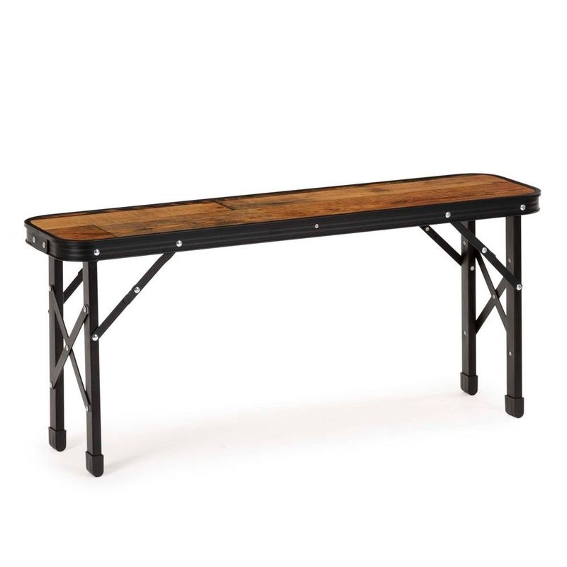 Sport si Outdoor - Camping - Mobilier pentru camping - Mese camping - Set masa pliabila cu 2 banci pentru camping, reglabila pe inaltime, MDF si aluminiu, 90x60x70 cm, maro si negru - Infinity.ro