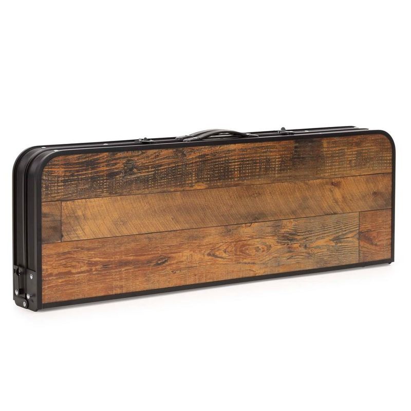 Sport si Outdoor - Camping - Mobilier pentru camping - Mese camping - Set masa pliabila cu 2 banci pentru camping, reglabila pe inaltime, MDF si aluminiu, 90x60x70 cm, maro si negru - Infinity.ro