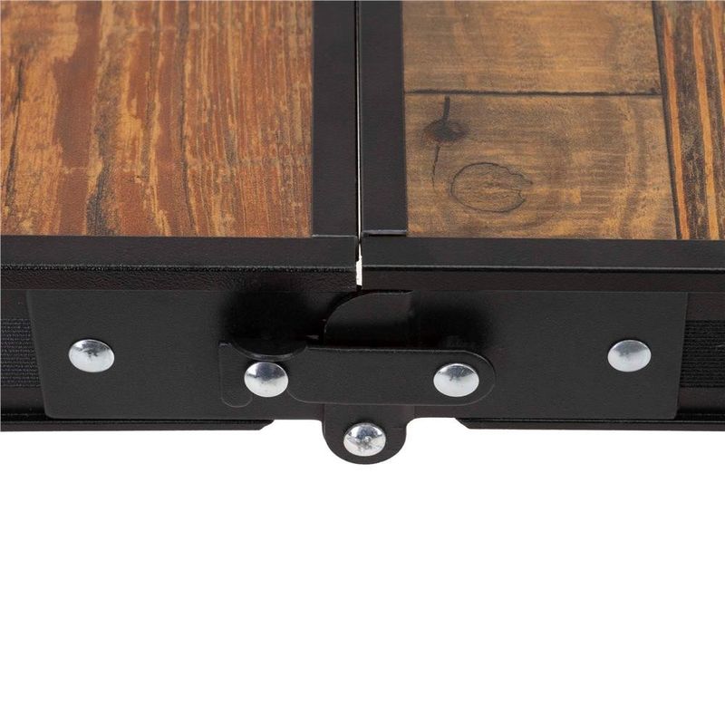 Sport si Outdoor - Camping - Mobilier pentru camping - Mese camping - Set masa pliabila cu 2 banci pentru camping, reglabila pe inaltime, MDF si aluminiu, 90x60x70 cm, maro si negru - Infinity.ro