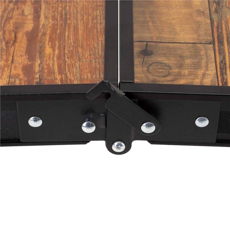 Sport si Outdoor - Camping - Mobilier pentru camping - Mese camping - Set masa pliabila cu 2 banci pentru camping, reglabila pe inaltime, MDF si aluminiu, 90x60x70 cm, maro si negru - Infinity.ro