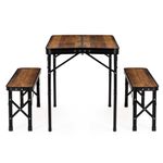 Sport si Outdoor - Camping - Mobilier pentru camping - Mese camping - Set masa pliabila cu 2 banci pentru camping, reglabila pe inaltime, MDF si aluminiu, 90x60x70 cm, maro si negru - Infinity.ro