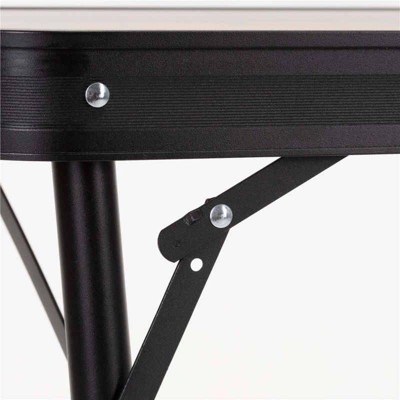 Sport si Outdoor - Camping - Mobilier pentru camping - Mese camping - Set masa pliabila cu 2 banci pentru camping, reglabila pe inaltime, MDF si aluminiu, 90x60x70 cm, maro si negru - Infinity.ro