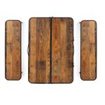 Sport si Outdoor - Camping - Mobilier pentru camping - Mese camping - Set masa pliabila cu 2 banci pentru camping, reglabila pe inaltime, MDF si aluminiu, 90x60x70 cm, maro si negru - Infinity.ro