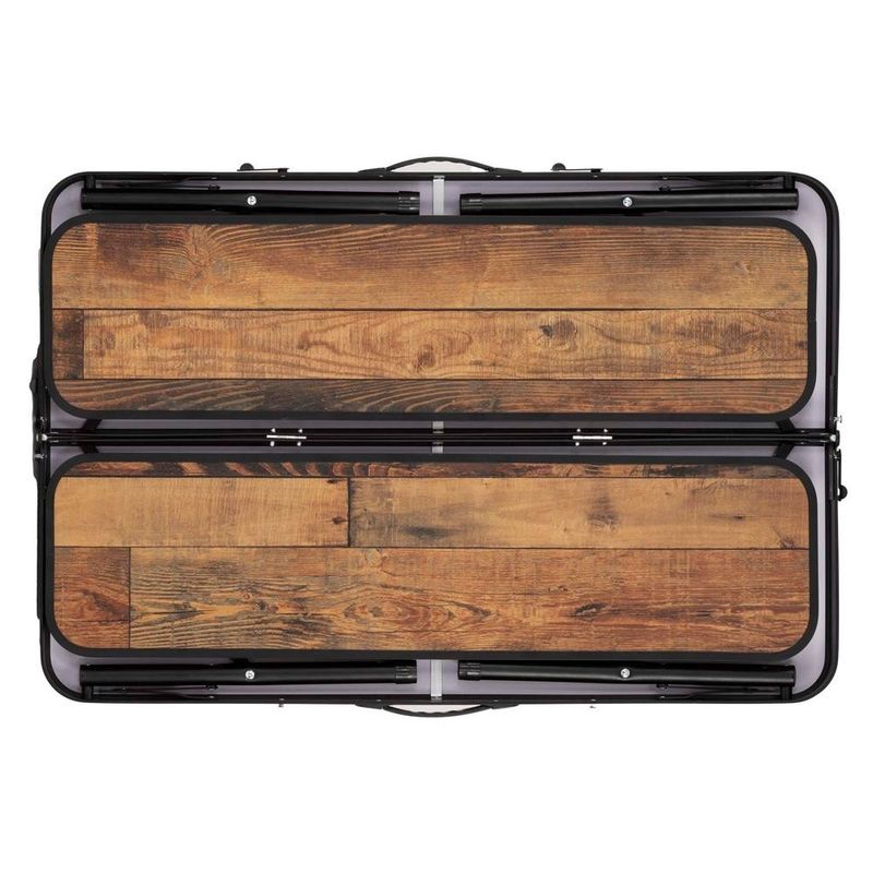 Sport si Outdoor - Camping - Mobilier pentru camping - Mese camping - Set masa pliabila cu 2 banci pentru camping, reglabila pe inaltime, MDF si aluminiu, 90x60x70 cm, maro si negru - Infinity.ro